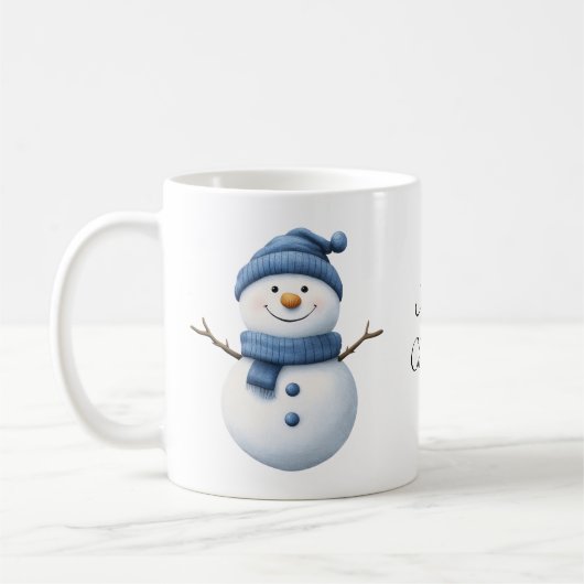 Mug Cute Snowman dans Blue Scarf et Knit Beanie (Gauche)
