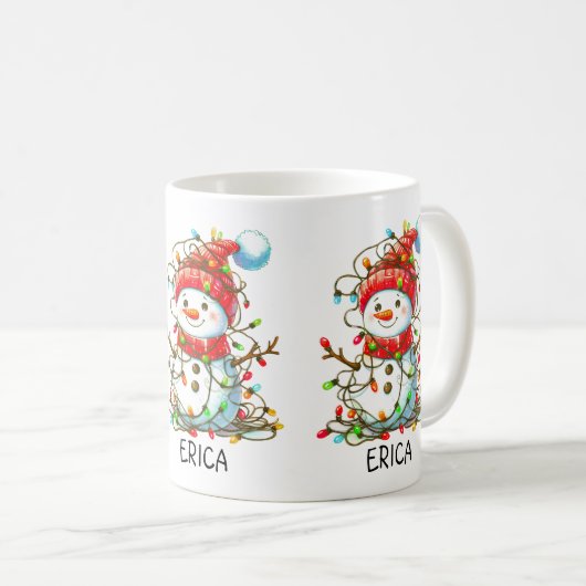 Mug Cute Snowman Festive Ajouter un nom (Devant droit)