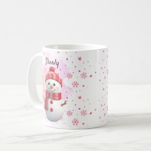 Mug Cute Snowman Personalized Name Christmas (Devant gauche)