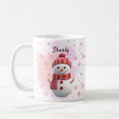 Mug Cute Snowman Personalized Name Christmas (Gauche)