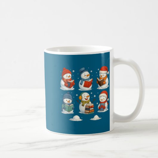 Mug Cute Snowman Reading Books Christmas Winter Book L (Droite)