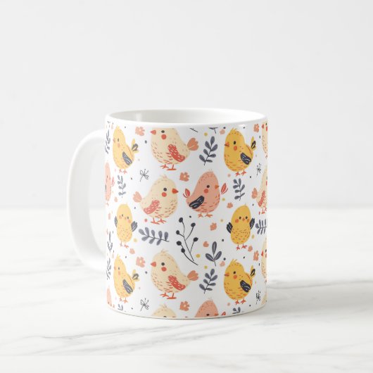 Mug Cute Spring Chicks et modèle floral (Devant gauche)