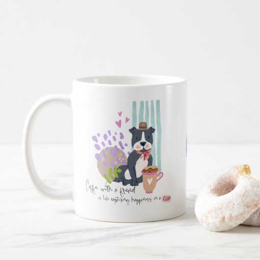 Mug Cute Staffy Pet Chien Café avec Citation Ami (Avec donut)