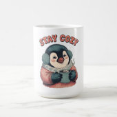 Mug Cute Stay Cozy Penguin Drinking Hot Cocoa T-Shirt (Centre)