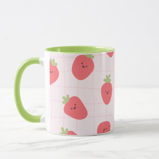 Mug Cute Strawberry Pattern – Kawaii Strawberry (Gauche)