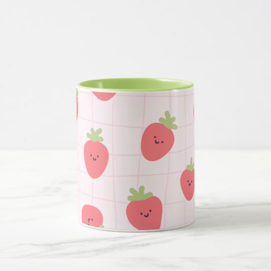 Mug Cute Strawberry Pattern – Kawaii Strawberry (Centre)