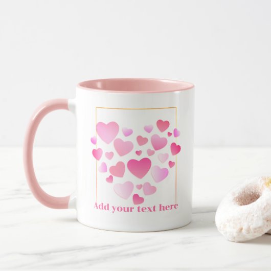 Mug Cute Style Pink Hearts Romantic Valentine's Day (Avec donut)