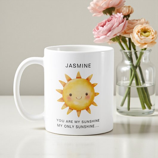 Mug Cute Sun Watercolor "You Are My Sunshine" Text