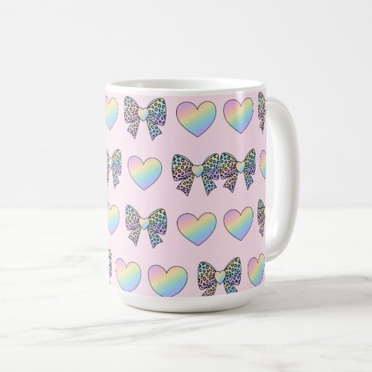 Mug  cute sweet rainbow hearts pastel gradient pattern (Devant droit)