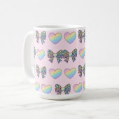Mug  cute sweet rainbow hearts pastel gradient pattern (Devant gauche)
