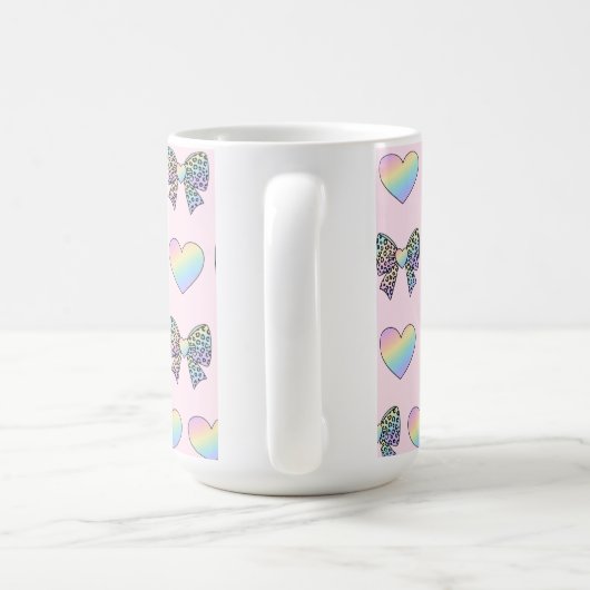 Mug  cute sweet rainbow hearts pastel gradient pattern (Poignée)