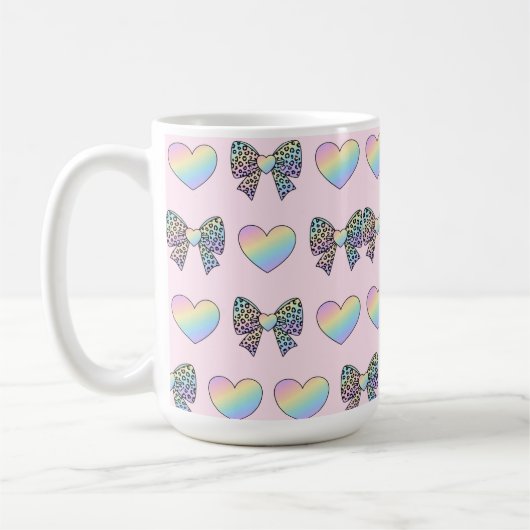 Mug  cute sweet rainbow hearts pastel gradient pattern (Gauche)