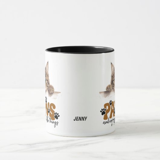 Mug Cute Tabby Stripe Kitten Patrouilles et Profitez (Centre)