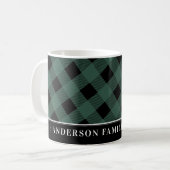 Mug Cute Tartan Hunter Green Plaid Custom Family (Devant gauche)