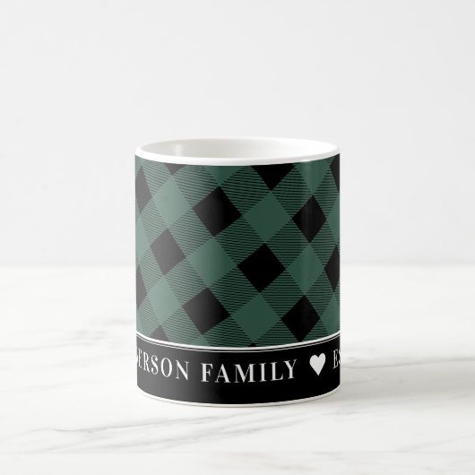 Mug Cute Tartan Hunter Green Plaid Custom Family (Centre)