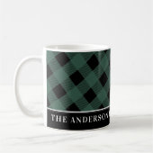 Mug Cute Tartan Hunter Green Plaid Custom Family (Gauche)