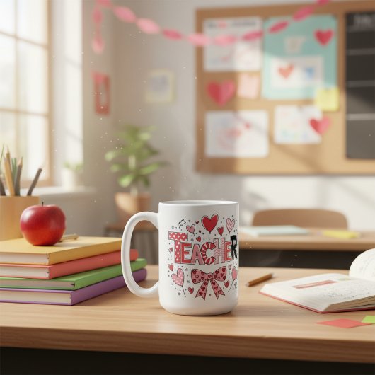 Mug Cute Teacher Valentine's Day Coquette Bow Heart 
