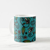 Mug Cute Teal Floral Pattern (Devant gauche)