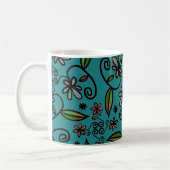 Mug Cute Teal Floral Pattern (Gauche)