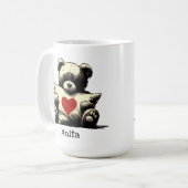 Mug Cute Teddy Bear Hug Coussin Red Heart Nom personna (Devant gauche)