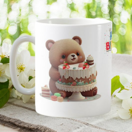 Mug Cute Teddy Bear Joyeux Anniversaire Personnalisé