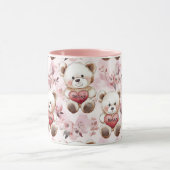 Mug Cute Teddy Bear personnalisée Valentine's Day Hear (Centre)