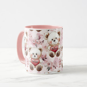 Mug Cute Teddy Bear personnalisée Valentine's Day Hear