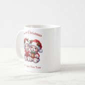 Mug Cute Teddy bears twins singing Christmas carols (Devant gauche)