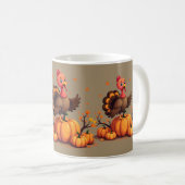 Mug Cute Thanksgiving Turkey Autumn Pumpkins Scene (Devant droit)