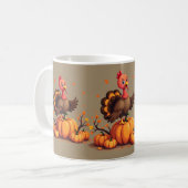 Mug Cute Thanksgiving Turkey Autumn Pumpkins Scene (Devant gauche)