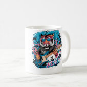 Mug Cute Tiger Playing Bass Guitar Animal Playing Guit (Devant droit)