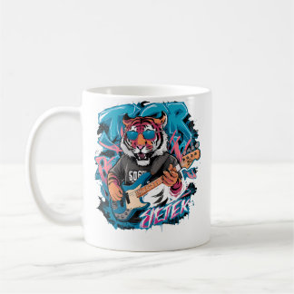 Mug Cute Tiger Playing Bass Guitar Animal Playing Guit