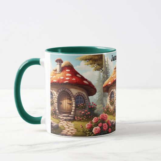 Mug Cute toadstool maison de fée avec nom modifiable (Gauche)
