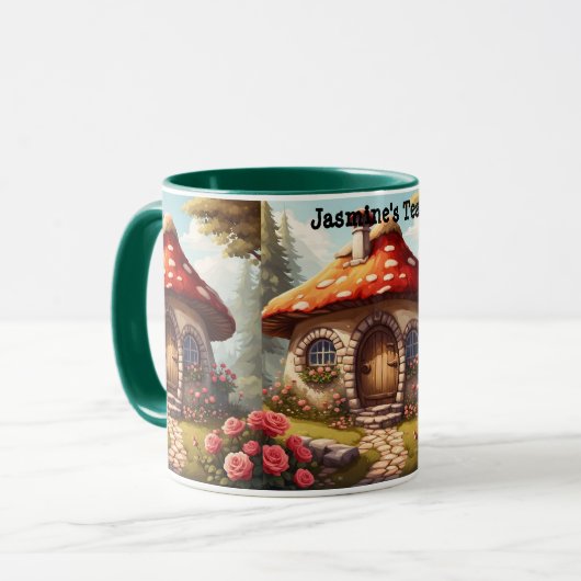 Mug Cute toadstool maison de fée avec nom modifiable (Devant gauche)