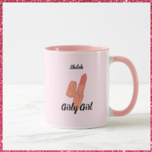 Mug Cute Trendy Pink Lipstick Girly Girly