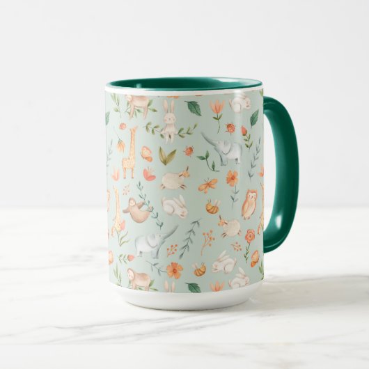 Mug Cute Turquoise bébé animal Pastel Motif (Devant droit)
