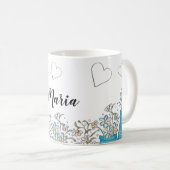 Mug Cute Turquoise Blue Boho Floral Art (Devant droit)