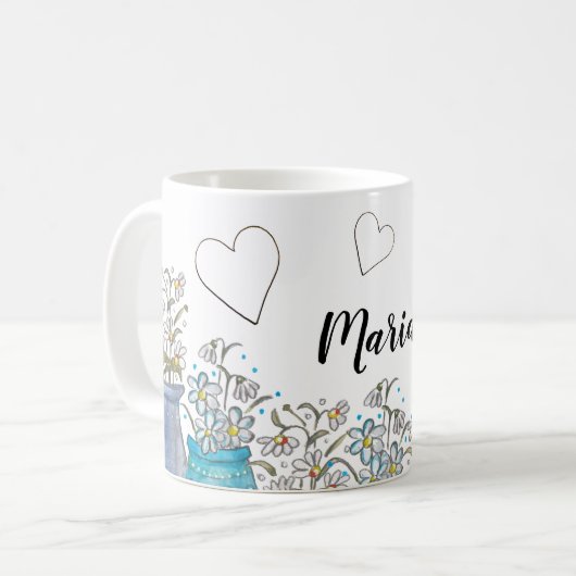 Mug Cute Turquoise Blue Boho Floral Art (Devant gauche)