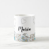 Mug Cute Turquoise Blue Boho Floral Art (Centre)