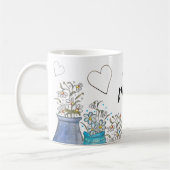 Mug Cute Turquoise Blue Boho Floral Art (Gauche)