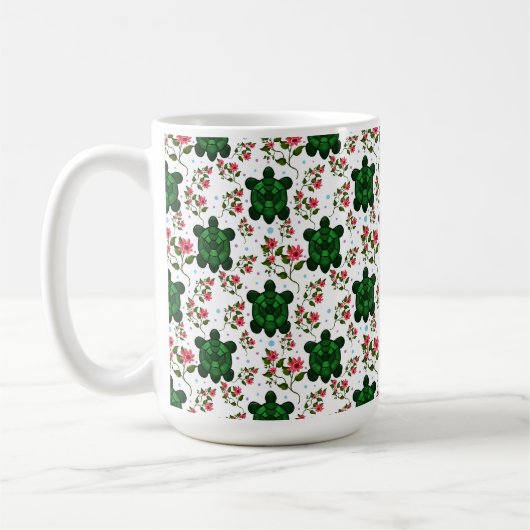 Mug Cute Turtle and Floral Seamless Pattern  (Gauche)