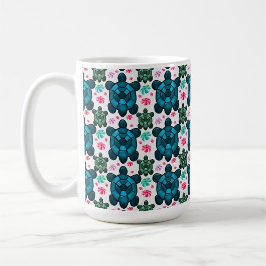 Mug Cute Turtle and Floral Seamless Pattern  Notebook (Gauche)