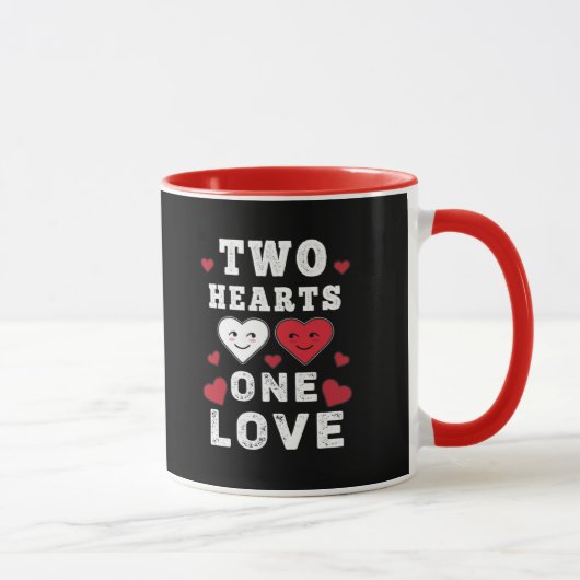 Mug Cute Two Hearts One Love Anniversaire Saint-Valent (Droite)