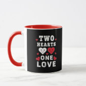 Mug Cute Two Hearts One Love Anniversaire Saint-Valent (Gauche)