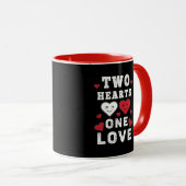 Mug Cute Two Hearts One Love Anniversaire Saint-Valent (Devant droit)