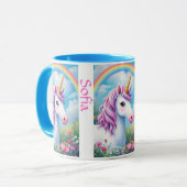 Mug Cute Unicorn Ajouter le nom de la fille Tea Party (Devant gauche)