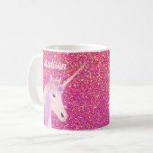 Mug Cute Unicorn Parties scintillant rose Personnalisé (Devant gauche)
