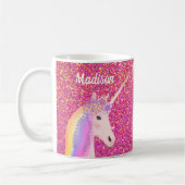 Mug Cute Unicorn Parties scintillant rose Personnalisé (Gauche)