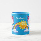 Mug Cute Unicorne Avec Arc En Ciel & Soleil Personnali (Centre)