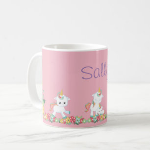 Mug Cute Unicornes et Floral Personnalisé